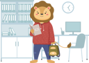 پیش‌نمایش فایل lion-schoolboy-in-uniform-standing-with-notebook-and-backpack-9612746 از پک حیوان دانش آموز
