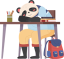 پیش‌نمایش فایل panda-schoolboy-sleeping-in-class-9612734 از پک حیوان دانش آموز