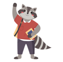 پیش‌نمایش فایل raccoon-schoolboy-with-notebook-and-schoolbag-9612726 از پک حیوان دانش آموز