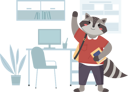 پیش‌نمایش فایل raccoon-schoolboy-with-notebook-and-waving-his-hand-9612744 از پک حیوان دانش آموز
