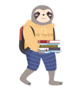 پیش‌نمایش فایل sloth-schoolboy-with-stack-of-books-and-school-bag-9612736 از پک حیوان دانش آموز