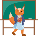 پیش‌نمایش فایل squirrel-schoolgirl-with-stack-of-books-in-hands-in-class-9612742 از پک حیوان دانش آموز
