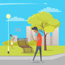 پیش‌نمایش فایل boy-uses-smartphone-during-walk-in-city-park-9608040 از پک افراد در پارک