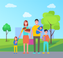پیش‌نمایش فایل family-standing-in-city-park-9608056 از پک افراد در پارک