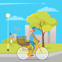 پیش‌نمایش فایل girl-on-bicycle-and-boy-playing-with-quadro-copter-in-park-9608041 از پک افراد در پارک