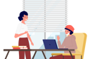 پیش‌نمایش فایل girl-communicating-with-guy-in-protective-medical-face-mask-looking-at-laptop-in-office-room-9622967 از پک افراد دفتر