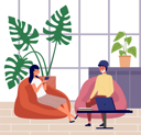 پیش‌نمایش فایل girls-sitting-on-chairs-and-communicating-9622999 از پک افراد دفتر