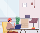 پیش‌نمایش فایل masked-man-working-with-laptop-during-the-quarantine-9622965 از پک افراد دفتر