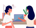پیش‌نمایش فایل women-in-masks-working-with-laptop-9622966 از پک افراد دفتر
