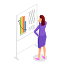 پیش‌نمایش فایل businesswoman-analyses-business-data-on-big-stand-with-bar-chart-9718268 از پک تحلیل کسب‌وکار