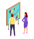پیش‌نمایش فایل thoughtful-woman-and-worker-with-report-in-hand-looking-at-board-with-pie-charts-9718255 از پک تحلیل کسب‌وکار
