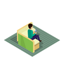 پیش‌نمایش فایل client-with-phone-siting-on-sofa-in-bank-premises-9738385 از پک خدمات بانکی