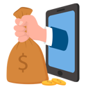 پیش‌نمایش فایل hand-holds-big-bag-of-money-leans-out-of-smartphone-screen-9738395 از پک خدمات بانکی