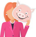 پیش‌نمایش فایل woman-with-pig-mask-flat-design-illustration-9762237 از پک ماسک حیوان