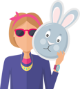 پیش‌نمایش فایل woman-with-rabbit-mask-flat-design-vector-9762245 از پک ماسک حیوان