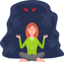 پیش‌نمایش فایل calm-woman-meditates-near-spooky-ghost-9792577 از پک بسته ترس