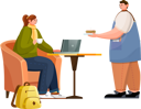 پیش‌نمایش فایل barista-bring-sandwich-for-woman-in-cafe-9847875 از پک افراد در کافه
