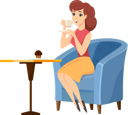 پیش‌نمایش فایل female-with-mug-and-brownie-in-coffeehouse-9847882 از پک افراد در کافه