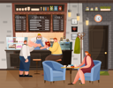 پیش‌نمایش فایل man-and-woman-sitting-with-coffee-in-cafe-9847868 از پک افراد در کافه