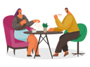 پیش‌نمایش فایل people-drink-coffee-sitting-by-table-in-cafeteria-9847893 از پک افراد در کافه