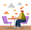 پیش‌نمایش فایل woman-eating-burger-in-fastfood-restaurant-9847884 از پک افراد در کافه