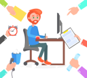 پیش‌نمایش فایل businessman-work-at-computer-and-hands-give-him-orders-9887127 از پک کسب و کار