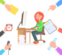 پیش‌نمایش فایل girl-works-on-computer-and-receive-more-tasks-9887129 از پک کسب و کار