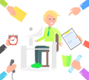 پیش‌نمایش فایل guy-surrounded-with-hands-of-bosses-that-gives-him-business-task-9887128 از پک کسب و کار