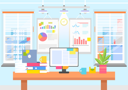 پیش‌نمایش فایل office-interior-with-graphics-and-charts-on-wall-9887122 از پک کسب و کار