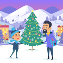 پیش‌نمایش فایل boy-and-man-with-present-in-hand-on-urban-icerink-9821091 از پک کریسمس