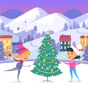 پیش‌نمایش فایل happy-children-on-icerink-near-christmas-tree-9821094 از پک کریسمس