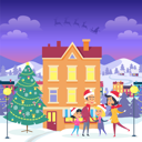 پیش‌نمایش فایل happy-family-near-urban-house-and-christmas-tree-9821099 از پک کریسمس