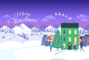 پیش‌نمایش فایل merry-christmas-on-city-and-blue-sky-9821108 از پک کریسمس
