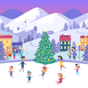 پیش‌نمایش فایل people-of-different-ages-skating-on-ice-in-town-9821095 از پک کریسمس
