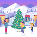 پیش‌نمایش فایل people-on-icerink-in-decorated-christmas-town-9821090 از پک کریسمس