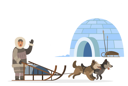 پیش‌نمایش فایل inuit-passing-igloo-sledges-with-husky-dog-9898173 از پک زمان زمستانی