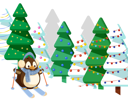پیش‌نمایش فایل penguin-skiing-in-pine-tree-forest-downhill-9898202 از پک زمان زمستانی