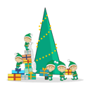پیش‌نمایش فایل christmas-elves-packing-presents-near-tree-9995799 از پک کریسمس