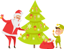 پیش‌نمایش فایل santa-claus-and-gnome-decorating-christmas-tree-with-sweet-candies-9995800 از پک کریسمس