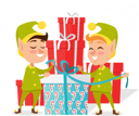 پیش‌نمایش فایل two-happy-elves-with-present-9995765 از پک کریسمس