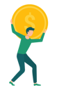 پیش‌نمایش فایل man-carrying-golden-coin-on-his-back-10186128 از پک افراد کسب‌وکار