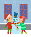 پیش‌نمایش فایل children-building-snowman-10239413 از پک کریسمس