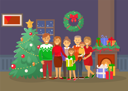 پیش‌نمایش فایل christmas-family-at-home-people-by-pine-tree-10239400 از پک کریسمس