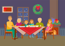 پیش‌نمایش فایل christmas-family-dinner-people-eating-food-at-room-10239403 از پک کریسمس