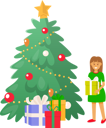 پیش‌نمایش فایل christmas-tree-and-kid-girl-holding-present-gift-10239392 از پک کریسمس