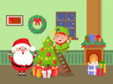 پیش‌نمایش فایل merry-christmas-santa-claus-and-elf-at-home-room-10239410 از پک کریسمس