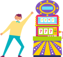 پیش‌نمایش فایل dancing-happy-personage-standing-by-slot-machine-10301529 از پک دستگاه بازی