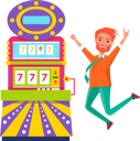 پیش‌نمایش فایل happy-jumping-man-winner-of-money-in-slot-machine-10301538 از پک دستگاه بازی