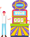 پیش‌نمایش فایل man-in-casino-gambler-by-slot-machine-with-777-10301546 از پک دستگاه بازی