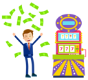 پیش‌نمایش فایل slot-machine-and-happy-gambler-with-money-casino-10301535 از پک دستگاه بازی